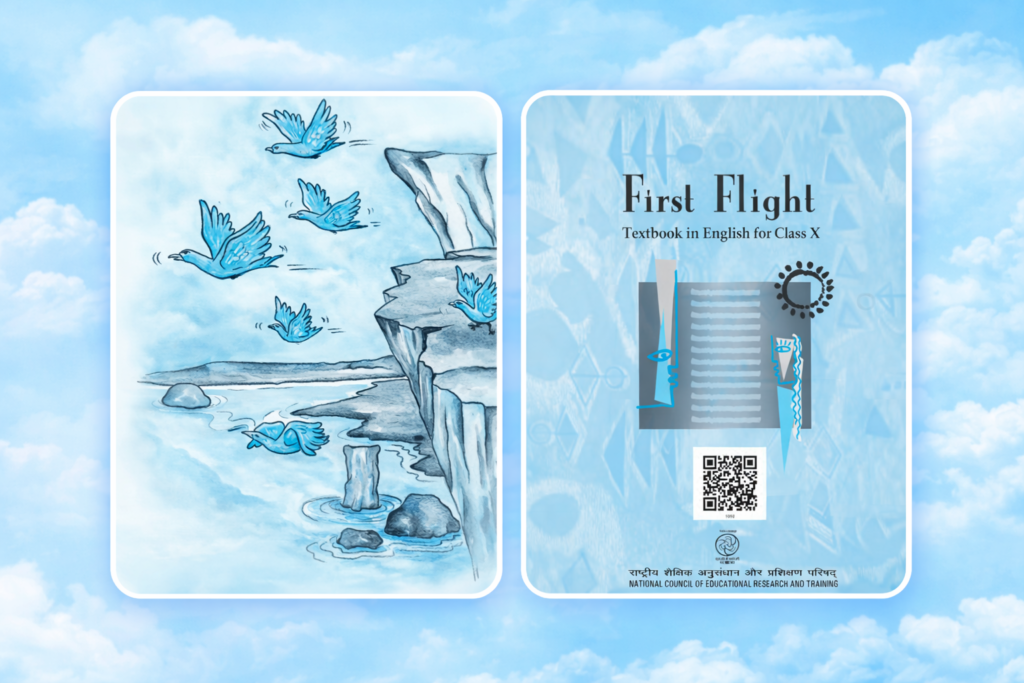 Class 10 CBSE First Flight book cover with His First Flight chapter three part 1 seagull illustration