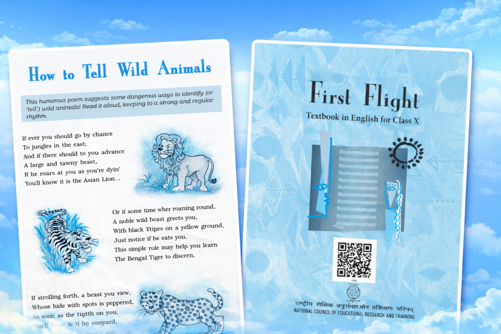 Combined NCERT First Flight Class 10 book cover and The Black Aeroplane chapter 3 part 3 lesson illustration