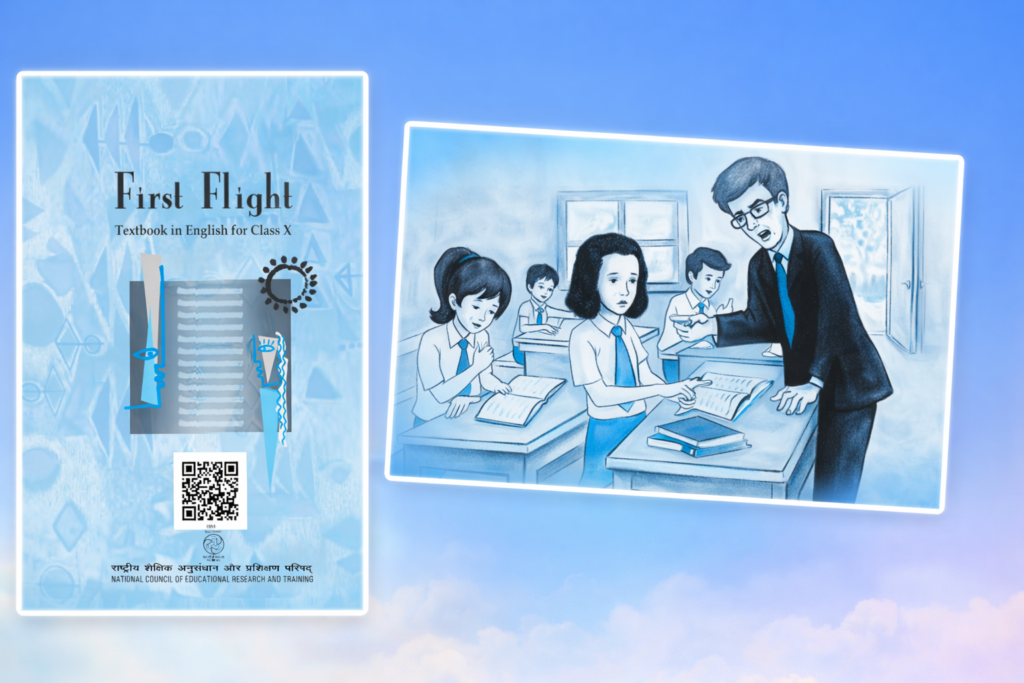 Class 10 CBSE First Flight chapter four From the Diary of Anne Frank NCERT cover and classroom illustration combined