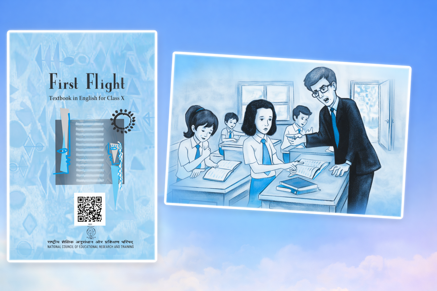 Class 10 CBSE First Flight chapter four From the Diary of Anne Frank NCERT cover and classroom illustration combined