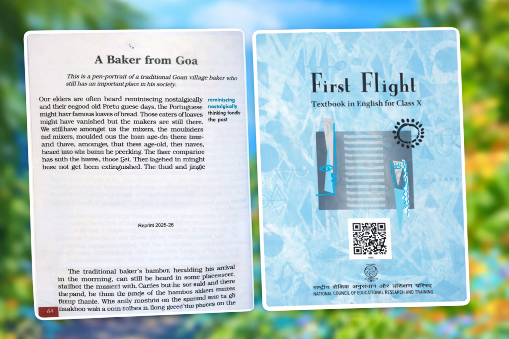 Class 10 CBSE First Flight book cover and A Baker from Goa chapter 5 lesson image combined thumbnail