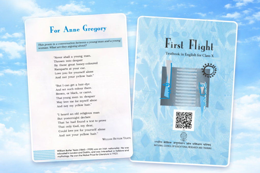 Class 10 CBSE First Flight cover with For Anne Gregory chapter 8 part 2 lesson page