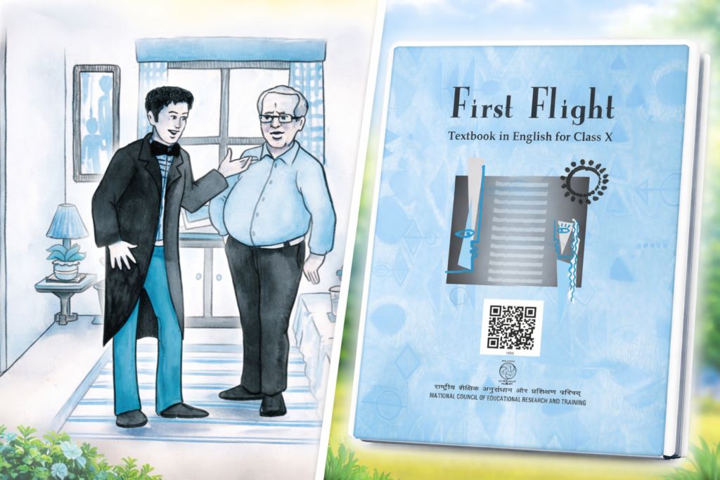 Class 10 CBSE First Flight Chapter 9 The Proposal book cover beside lesson illustration