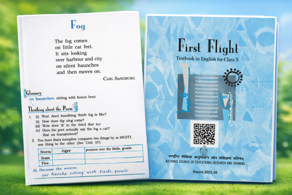 Class 10 CBSE First Flight book cover with Fog chapter lesson image, Chapter 6 Part 2