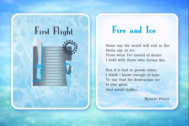 Class 10 First Flight Part Three Fire and Ice NCERT book cover with poem lesson page thumbnail